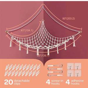 Hamaca Organizadora de Juguetes, Red de Almacenamiento de Juguetes para Pared, Esquina, Red de Malla para Animales de Peluche o Juguetes Infantiles para Dormitorio - Product Image 3