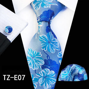 Wholesale Custom Design Dark Blue Gold <strong>Orange</strong> Floral Mens Neckties With <strong>Pocket</strong> <strong>Square</strong> Cufflinks Silk <strong>Ties</strong> for Men - Product Image 4