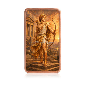 Barra de Cobre Fino 999 de 1oz con Impresión UV Personalizada OEM ODM, <span class=keywords><strong>Dios</strong></span> del Sol Griego Apolo, Barra Conmemorativa del Mito Griego Antiguo - Product Image 3