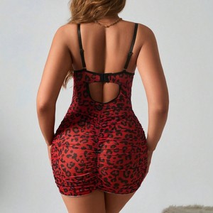 Nuovo Set di Lingerie Leopardata da Nightclub, Reggiseno Sexy <span class=keywords><strong>a</strong></span> <span class=keywords><strong>Mezza</strong></span> <span class=keywords><strong>Coppa</strong></span> con Gonna Aderente, in Poliestere, per Esportazione Transfrontaliera - Product Image 3