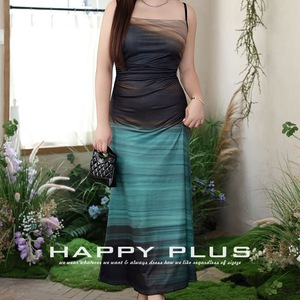 Conjunto de Vestido Largo Degradado Happy Plus, Vestido Maxi sin Mangas Estampado de Moda para Mujer Talla Grande con Chaqueta de Cuero N9002 - Product Image 1