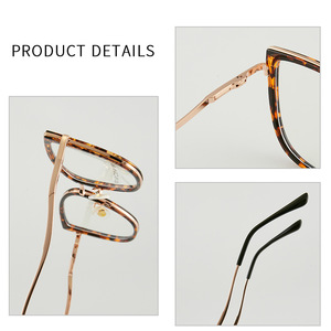 Gafas de Ojo de Gato Tr90, Montura Completa, Lentes Planas con Protección Anti Luz Azul, Montura Metálica Unisex de 53 mm - Product Image 3