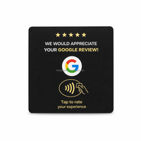 Plaque de présentation en acrylique noir 12x12cm avec carte Google NFC d'avis, puce NTAG213 inscriptible 2mm, grande taille 80x50mm, pour Restaurant, Hôtel, Café