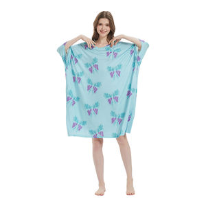 بيع بالجملة بيجامات ناعمة للكبار صيفية جديدة للتبريد أثواب ليلية قصيرة الأكمام قمزة نوم كبيرة الحجم مع جيب - Product Image 6