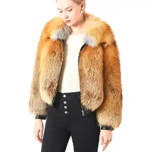 Luxus Frauen Pelz jacke Damen Full Pelt Winter Thick Cropped Natural Real Red Fox Pelzmantel