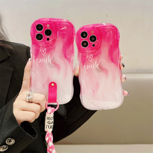 Custodia per cellulare <span class=keywords><strong>rosa</strong></span> con cinturino da polso in tessuto <span class=keywords><strong>rosa</strong></span> per <span class=keywords><strong>iphone</strong></span> 11 <span class=keywords><strong>12</strong></span> 13 14 Plus Pro Max custodia per telefono per ragazze - Product Image 2