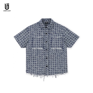 <span class=keywords><strong>Camicia</strong></span> Casual Estiva da Uomo a <span class=keywords><strong>Maniche</strong></span> <span class=keywords><strong>Corte</strong></span> con Patch di Nappe e Motivo a <span class=keywords><strong>Quadri</strong></span> Intrecciato, Traspirante, Stile American High Street, Vestibilità Ampia, per Adolescenti - Product Image 1