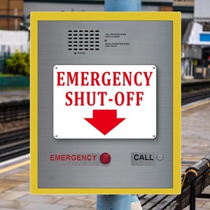 Segnale di arresto di emergenza, avviso di arresto di emergenza in alluminio, segnale di identificazione per lo spegnimento delle apparecchiature impermeabile e durevole - Product Image 4