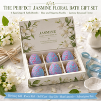 Coffret de 6 bombes de bain personnalisées en forme d'œuf de dragon à l'extrait de jasmin, 80g, à base de plantes, faites à la main, turquoise rose, aromatiques, boîte cadeau OEM