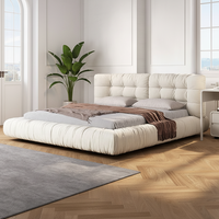 Lit Nuage, Lit Moderne Minimaliste Haut de Gamme Élégant, Grand Lit Crème Style Wabi-Sabi Tendance pour Chambre Principale