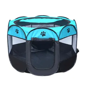 Tente pliante portable pour animaux de compagnie cage pour chien cage pour chien chat tente parc pour chiot chenil opération facile clôture octogonale fournitures de plein air