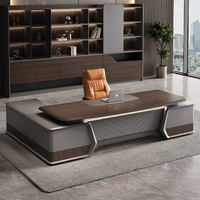 Bureau de direction de luxe en forme de L, bureau d'ordinateur pour PDG, mobilier de bureau en bois, design moderne, ensemble table et chaise de bureau pour manager