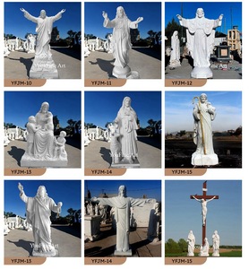 YOUFINE Estatua de Jesús en Mármol, Sagrado Corazón de Cristo con Brazos Abiertos, Escultura Religiosa Tallada <span class=keywords><strong>a</strong></span> Mano para Iglesia y Jardín - Product Image 3