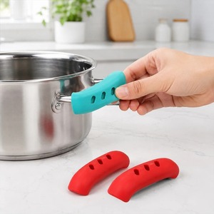 2 unidades de fundas de silicona para mangos de sartén, con aislamiento térmico y agarre asistido, accesorios de cocina - Product Image 3
