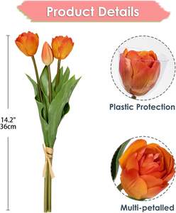 Ramo de Tulipanes Artificiales con Tacto de Goma Suave, Flor Artificial para Decoración de Interiores, Hogar, Navidad, Día de San Valentín - Product Image 2