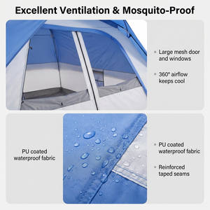 Tente de camping extérieure pour 2 à 4 personnes, usage familial et de loisirs, quatre saisons, sur mesure, tente tunnel, simple couche, polyester - Product Image 6