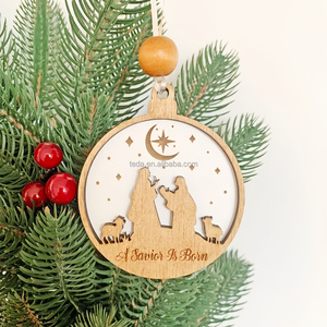 Ornement de Noël en bois 3D superposé, imprimé UV, Robin à poitrine rouge, décoration suspendue, découpe laser, décoration d'<span class=keywords><strong>arbre</strong></span> de Noël en bois - Product Image 5