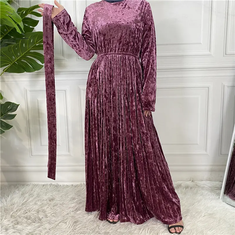 8 colors Winter middle eastern Turkey women heavy velvet Marooccan Women Abaya Dubai kaftan Arabian Dress