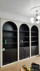 ตู้เสื้อผ้าแบบวอล์กอินหรูหราทันสมัยกำหนดเองตู้เสื้อผ้าแบบเปิดพร้อมแผงเฟอร์นิเจอร์ไม้สำหรับห้องนั่งเล่นหรือวิลล่า - Product Image 3