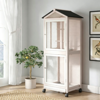 Volière en bois pour perroquets avec roulettes, facile à nettoyer, anti-évasion, cage à oiseaux d'intérieur pour usage commercial et personnel, cage à oiseaux mobile