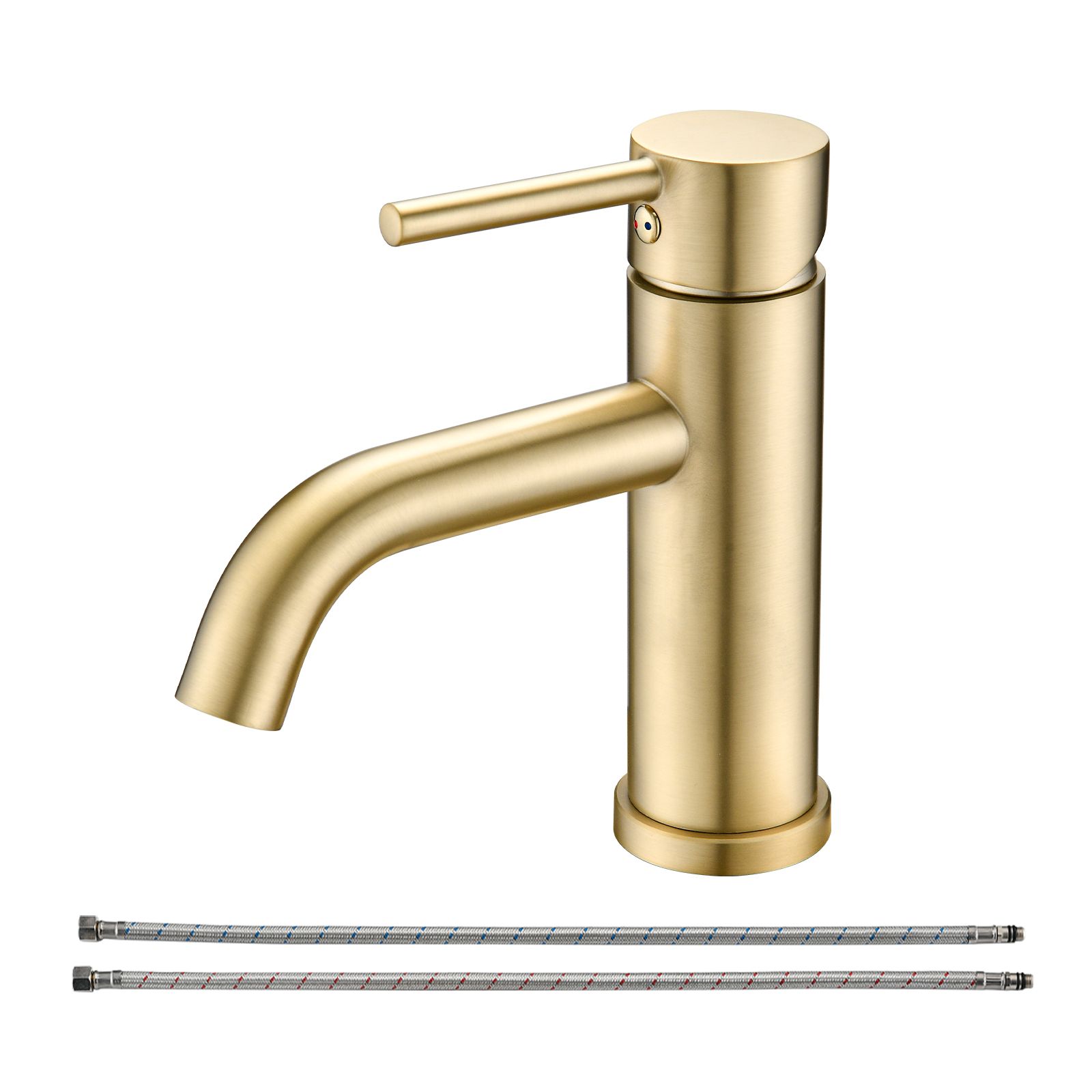 DB Contemporary Single Hole Bathroom Faucet Polished Thermostatic Vanity Sink Faucet with Jet Spray Pattern