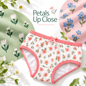 <span class=keywords><strong>Sous</strong></span>-vêtements pour filles en coton jersey écologique 140 g/m² respirant, motif floral de printemps, avec nœud décoratif, tailles 2-8, vente en gros - Product Image 3