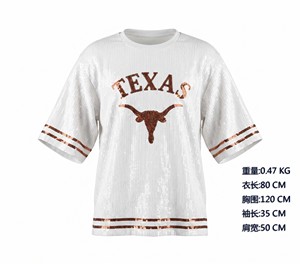 Top da donna TEXAS con paillettes a maniche lunghe, nero e oro, con Fleur De Lis e numeri, stile New Orleans, T-shirt con paillettes - Product Image 6