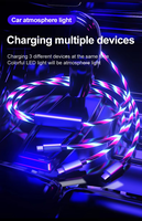 Câble USB 3-en-1 OEM avec conducteur en cuivre pur, lumière LED fluide, charge rapide pour téléphones portables, ordinateurs et utilisation multifonctionnelle