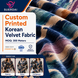 Koreanischer Bedruckter Polyester-Samtstoff Weicher Gestrickter Velours für Mädchen Schlafbekleidung Bademäntel Loungewear Bekleidung - Product Image 1