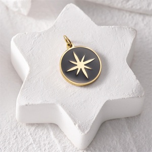 Pendentifs Breloques en Gros pour Bijoux de Mode, Breloques Rétro en Acier Inoxydable Fin, Pendentifs Ronds Émaillés Colorés Motif Héron - Product Image 3