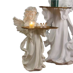 68X33CM Angel Tray <b>Ornament</b> Art Deco Floor-standing Sculpture Durable Home Decor for Living Room and Bedroom - Product Image 1