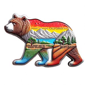 Customizable Print Foil Magnetic Sticker California Metal Bear Shaped Refrigerator Magnets - Product Image 2