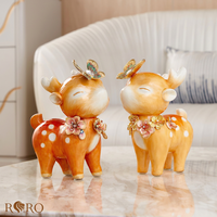 RORO Nouvelle Série Matériel en Alliage Peinture Émaillée Artisanat de Luxe Cadeau Décoration de Table Adorable Mignon Ensemble Cerf Brun Ornement Décoratif