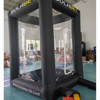 Machine à argent gonflable avec logo imprimé pour les fêtes, jeu de capture d'argent volant, cube, stand pour attraper de l'argent