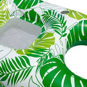 Colchoneta Flotante Inflable de PVC con Diseño de Hojas Tropicales Verdes, Flotador para Piscina, Juguete Acuático para Tomar el Sol en Verano - Product Image 1