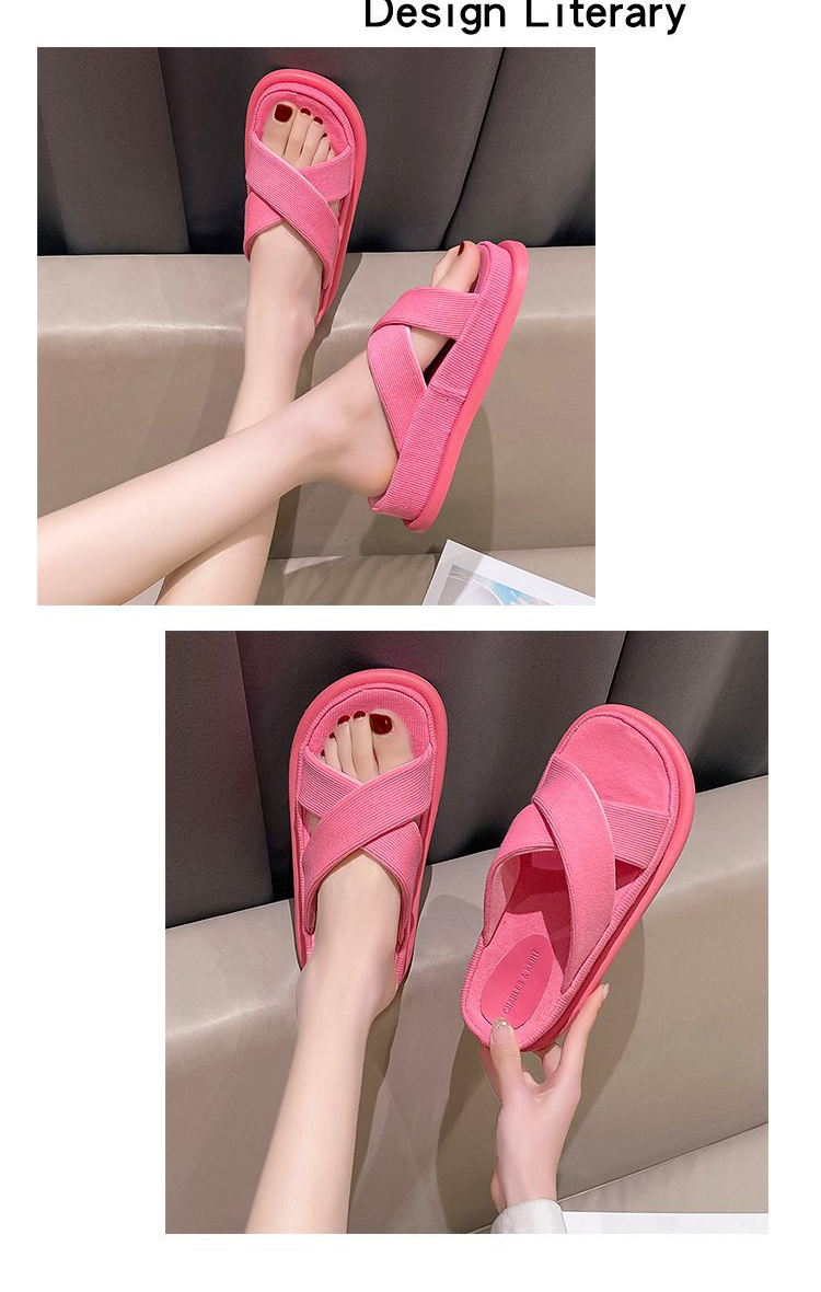 Ladies Slippers for Summer Thick Bottoming Cross Fish Mouth Beach Holiday Half Slipper Sandals