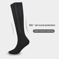 Chaussettes de compression personnalisées à fermeture éclair latérale, hauteur genou, respirantes, élastiques, soutien du mollet pour le cyclisme, les voyages, les activités de plein air, hommes et femmes, vente en gros