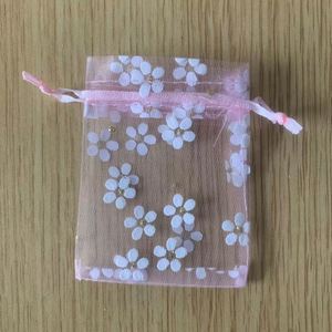 Low MOQ Flower Drawstring Mesh <b>Bag</b> 10x15cm Sheer Gift <b>Bag</b> with Rope Daisy Print Pouch for Jewelry Necklace Favor - Product Image 6