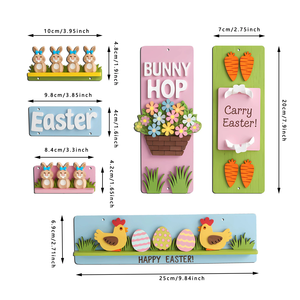 DAMAI <b>Easter</b> Wooden Hanging <b>Ornament</b> Floral Door Pendant for Housewarming New Home Celebration Wall Decor Craft Wooden Material - Product Image 4