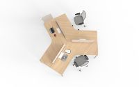 Poste de travail modulaire à 120 degrés pour 3 personnes avec écran de confidentialité vert pour espace de bureau collaboratif