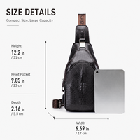 Sac bandoulière vintage en cuir véritable motif crocodile pour homme, fermeture éclair, étanche, antivol, grande capacité, tendance