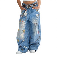 Jean ample vintage pour homme ETAI, taille mi-haute, jambe large, imprimé 3D, délavage moyen, 100 % coton, haute qualité