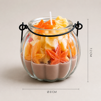 Arovi - Ensemble de bougies citrouille d'Halloween personnalisées, bougies parfumées d'automne avec plateau en bois et pot citrouille en verre pour la décoration des fêtes