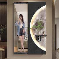 Miroir mural coulissant 3D Art Déco de luxe fait main, décoration murale complète, peinture décorative en alliage d'aluminium à suspendre discrètement, vente en gros