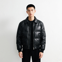 AQTQ Manteaux d'hiver personnalisés de haute qualité pour hommes Vêtements pour hommes Fashion Vintage Short Puffer Pu Leather Bomber Jacket Men