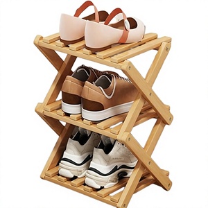 YYW Meuble à chaussures moderne en bambou à 3 niveaux, pliable et autoportant, avec rangement vertical pour entrée, placard et salon - Product Image 1