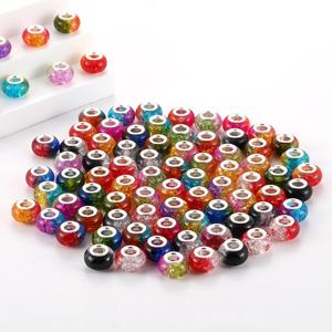 <b>Large</b> Hole DIY Fashion Bracelet Accessories Two-Tone Gradient Ice Crack Pattern Mix Colored Acrylic Loose Beads <b>Pan</b> Beads - Product Image 3