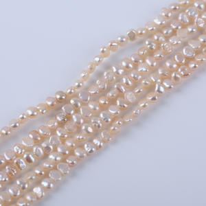 Perles d'eau douce blanches naturelles en vrac de 18 cm, 3,5-4 mm, plaquées gris, semi-finies, pour bracelet DIY - Product Image 2
