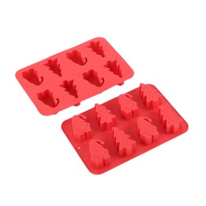 Red Christmas Silicone Mold 8 Hole Cake Decorating Tool For Fondant Chocolate Baking DIY - Product Image 1