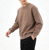 Sweater Katun Batik Cuci Kuno Buatan Khusus Ramah Lingkungan Warna Solid Reguler Unisex Kerah Bulat Lengan Panjang Atasan Sederhana
